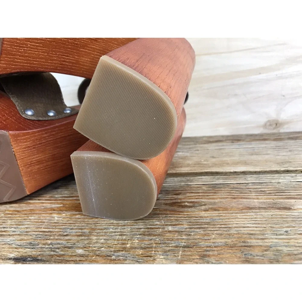 LUCKY BRAND 70s Look Studded Block Heel Sandal Suede Ankle Strap US 10 M EUR 40